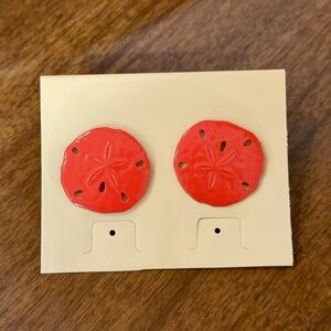 Sand Dollar Earrings Vintage Enamel